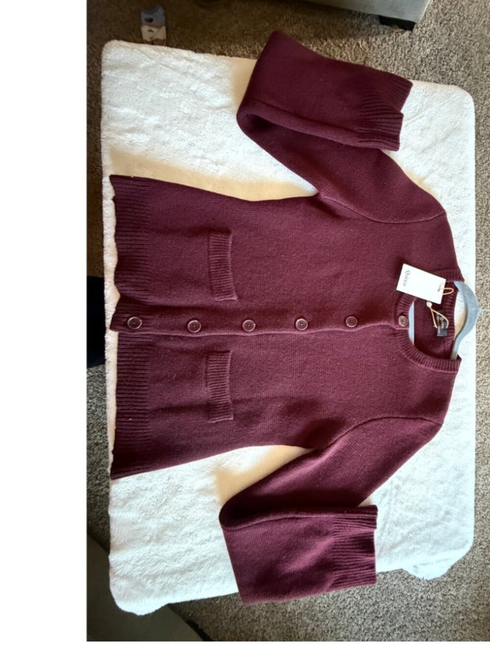NWT Quince 100% Mongolian Cashmere Structured Cardigan Rich Burgandy Medium - Picture 2 of 7